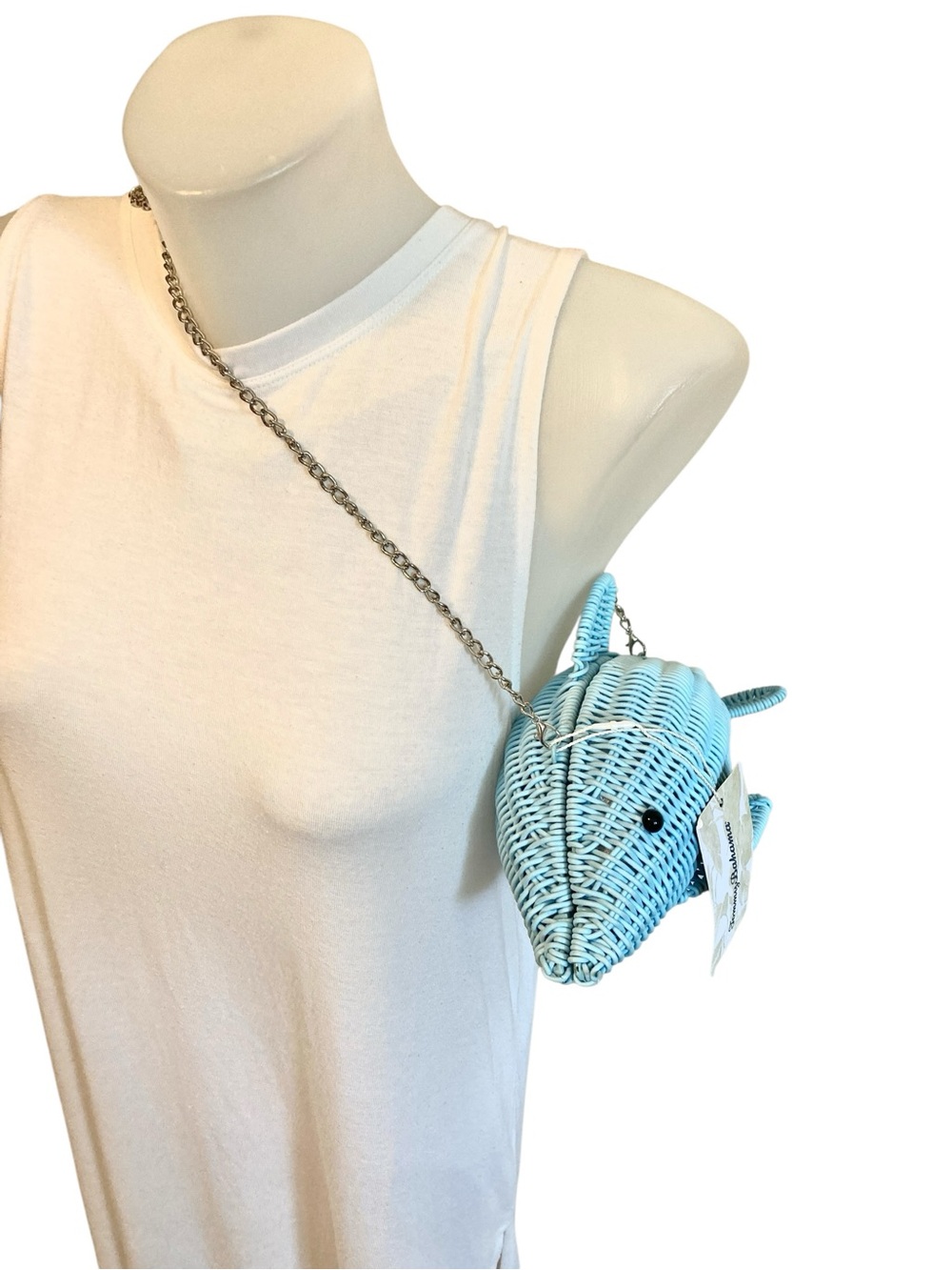 Tommy Bahama wicker dolphin crossbody bag NWT two flaws.